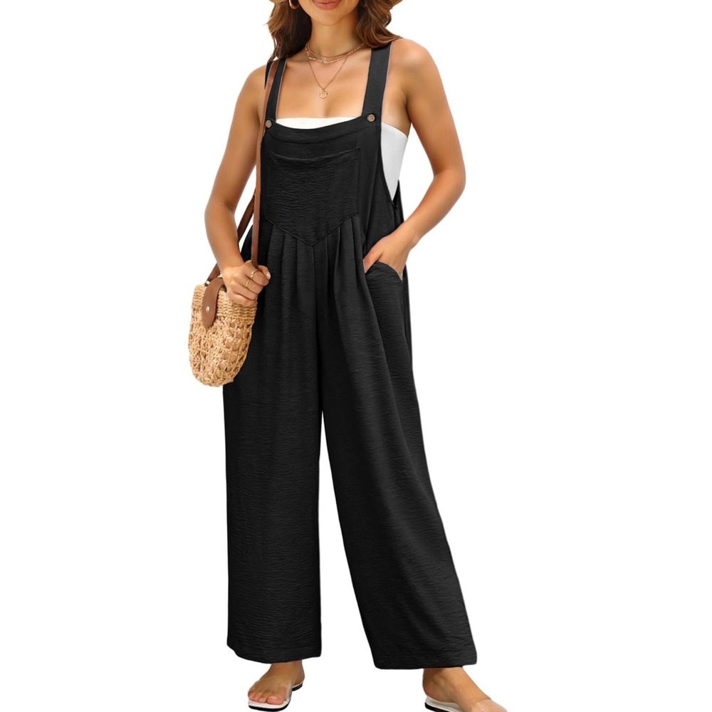 IWOLLENCE Women's Black Boho Wide Leg Jumpsuit – XL – GUC